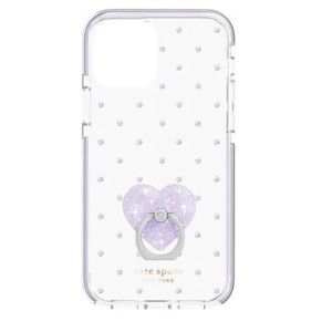 KATE SPADE IPHONE 12 PRO MAX GLITTER RHINESTONES CASE & PURPLE HEART GRIP | NWT